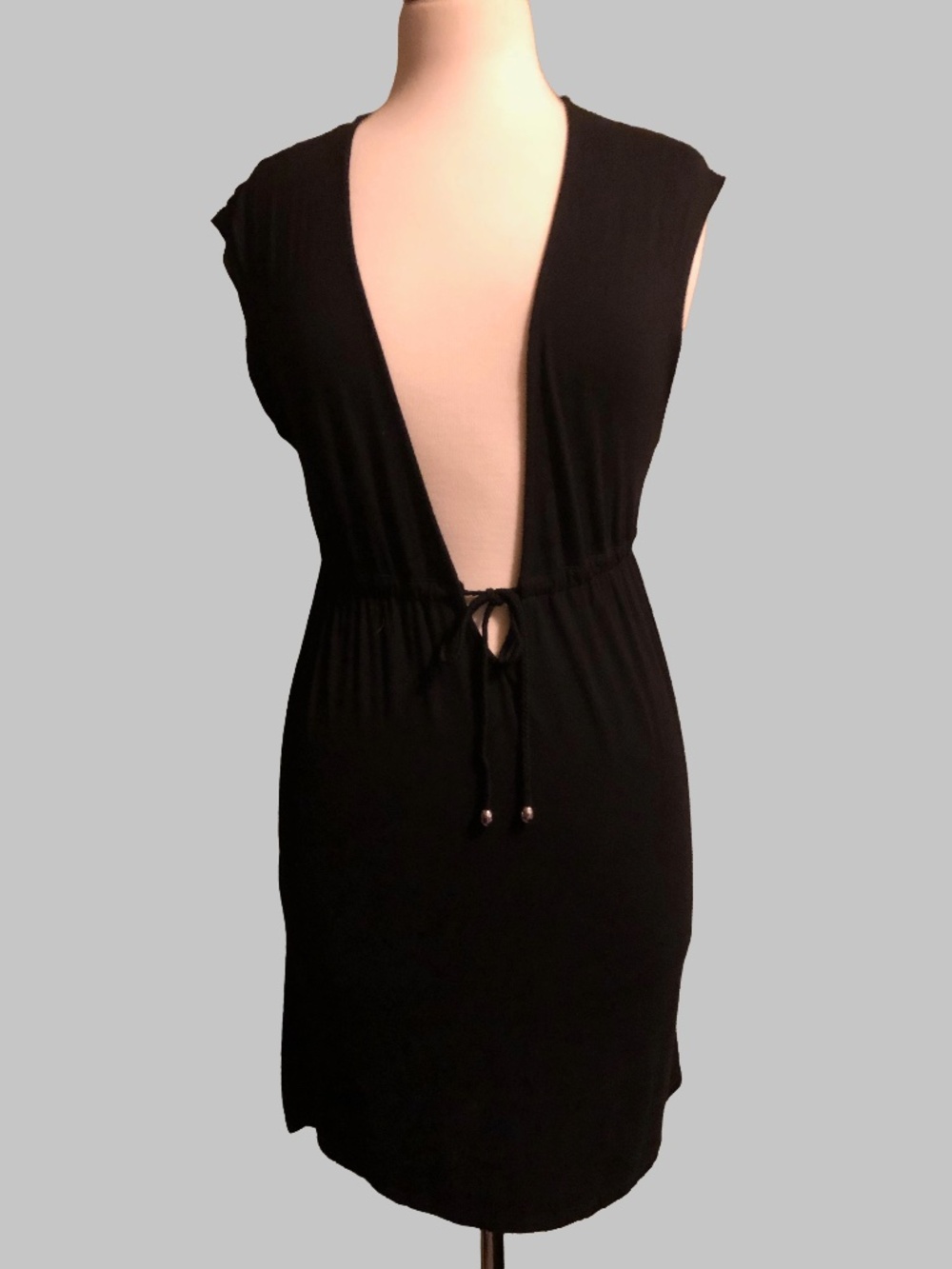 Merona Black Deep V-Neck Drawstring Swim Coverup Dress - Size S